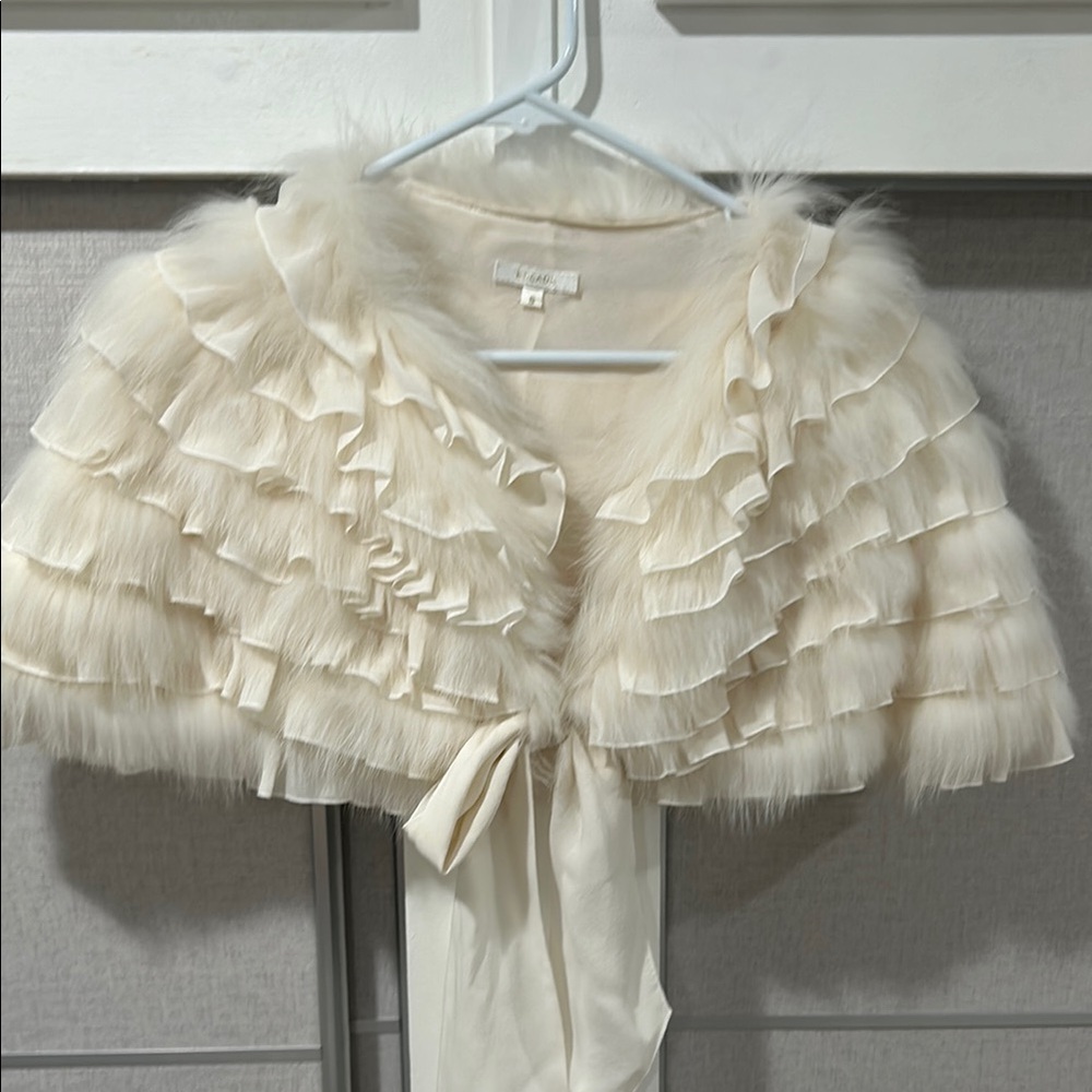 Escada Cream Ruffled Cape